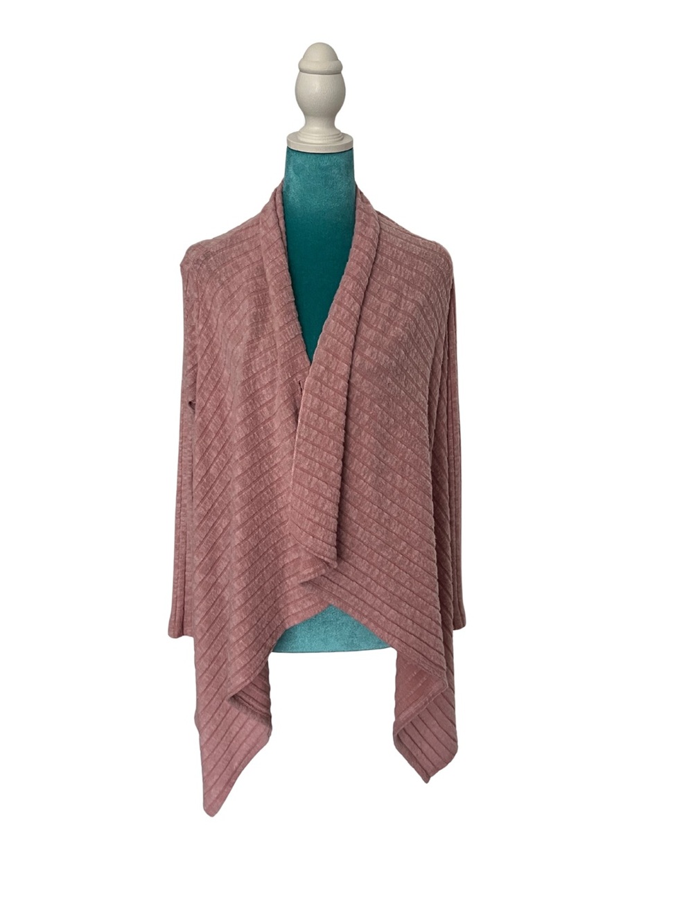 bobeau Dusty Rose Open-Front Draped Cardigan